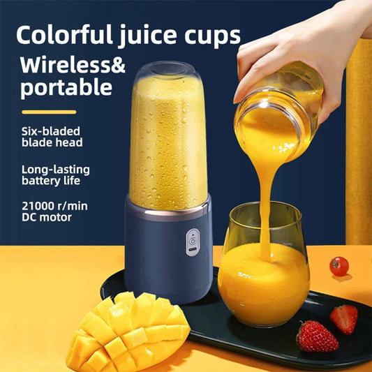 Travel-Ready 2-Cup Electric Juicer — Personal USB Rechargeable Blender for Fresh On-the-Go Smoothies
